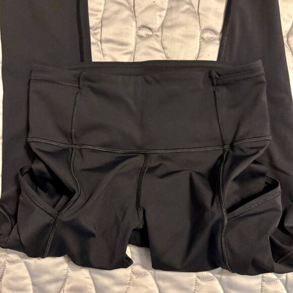 Lululemon Fast and Free Crop 19" Black Nulux Tights Leggings 5 Pockets Women 4 - Picture 13 of 16